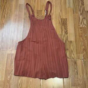 Millibon USA pink orange striped overall style romper